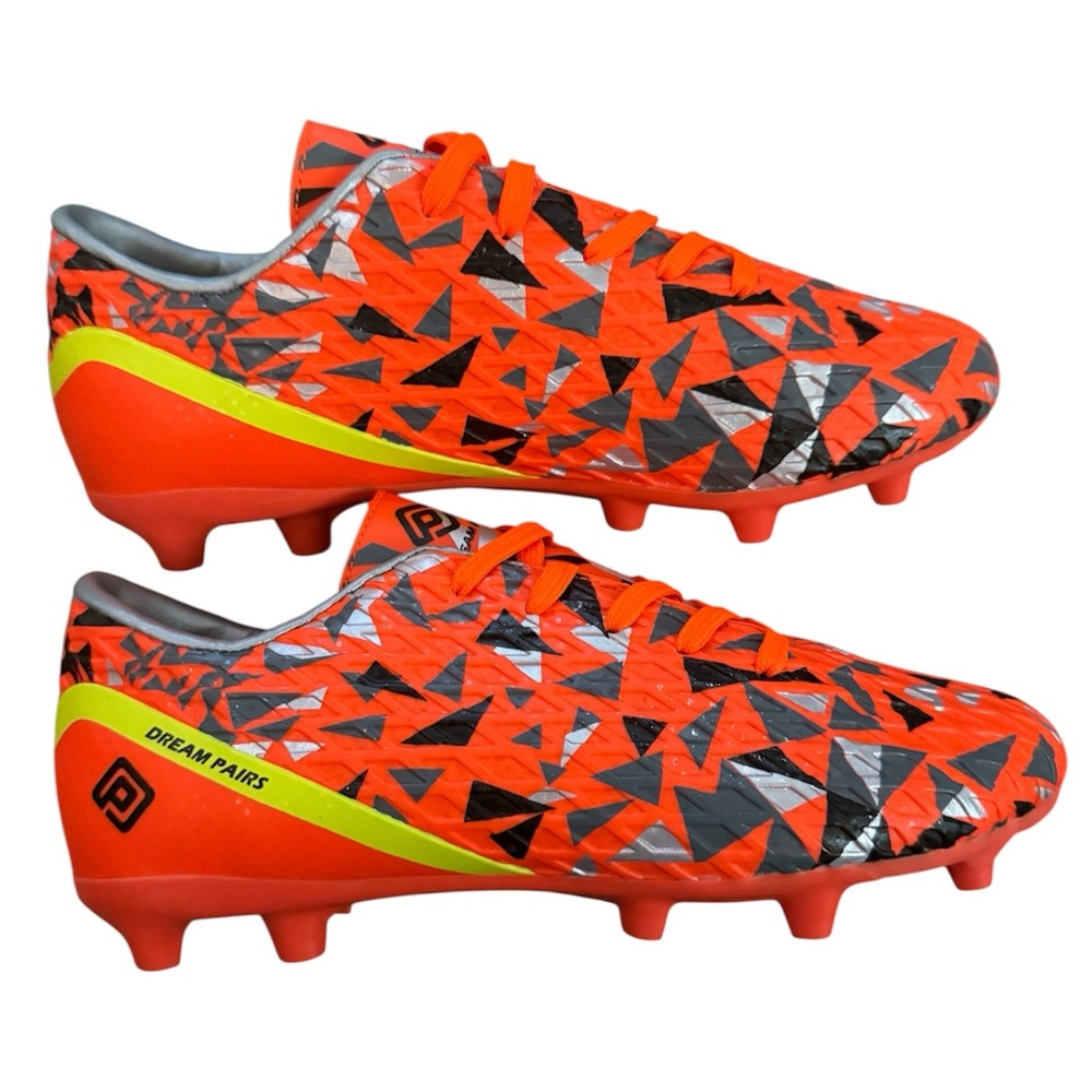 Dream Pairs Kids Orange Black Neon Yellow Soccer Cleats